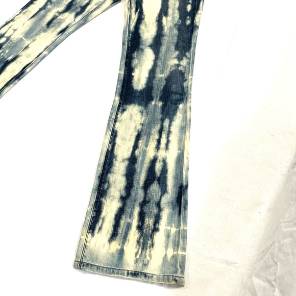 Retro Reverse Tie Dye Stripe Boot Cut Jeans Size 10 x 33 - Picture 3 of 10